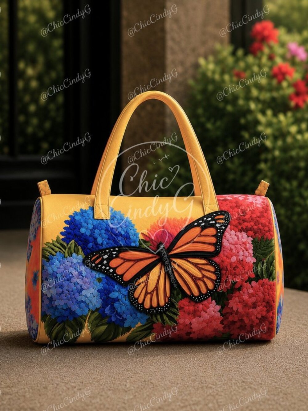 Butterfly Floral Weekender Duffel Bag Travel Gym Yoga Overnight Soft Tote - Picture 2 of 6